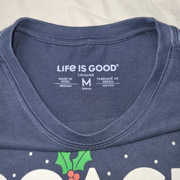 Life is Good Holiday Shirt Long Sleeve Peace Mistletoe Soft Cotton Crewneck - Picture 3 of 10